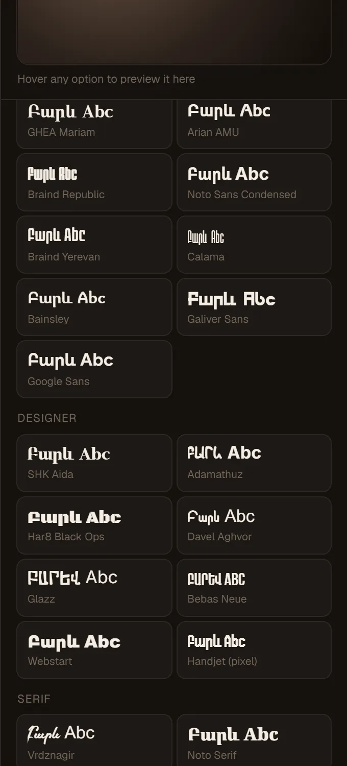 21 Armenian fonts